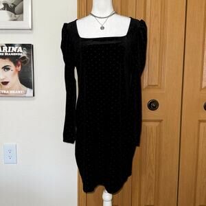 SO Velvet Bodycon Dress Womens 2XL Black Studded Square Neck Party Cocktail